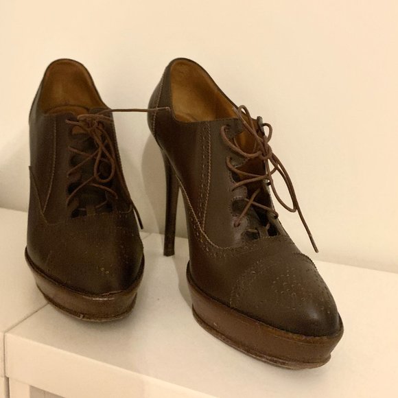 Ralph Lauren Brown Oxford Boots- size 8.5 - Picture 2 of 5